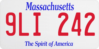 MA license plate 9LI242