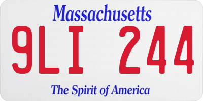 MA license plate 9LI244