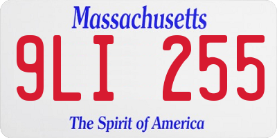 MA license plate 9LI255
