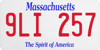MA license plate 9LI257