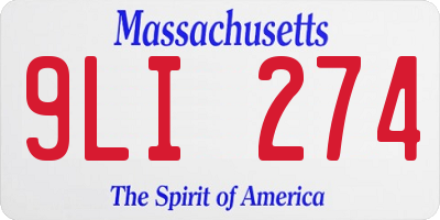 MA license plate 9LI274