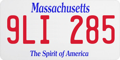 MA license plate 9LI285