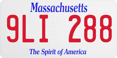 MA license plate 9LI288