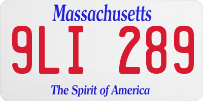 MA license plate 9LI289