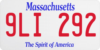 MA license plate 9LI292
