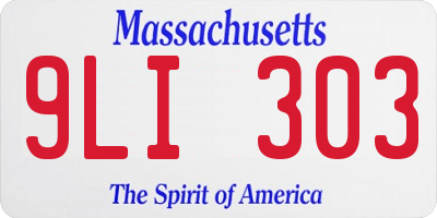 MA license plate 9LI303