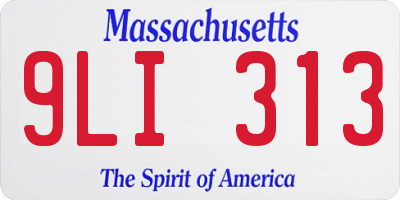 MA license plate 9LI313