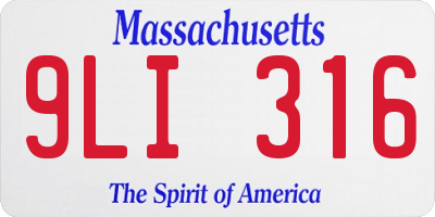 MA license plate 9LI316