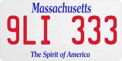 MA license plate 9LI333