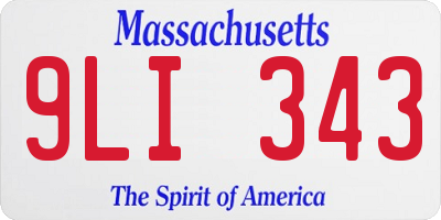 MA license plate 9LI343