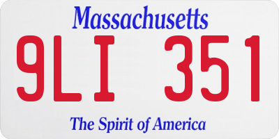 MA license plate 9LI351