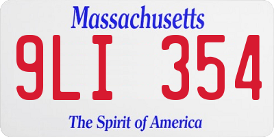 MA license plate 9LI354