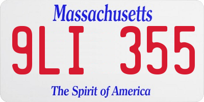 MA license plate 9LI355