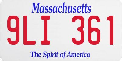 MA license plate 9LI361