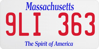 MA license plate 9LI363