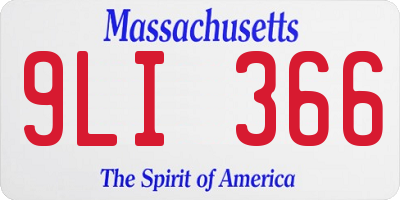 MA license plate 9LI366