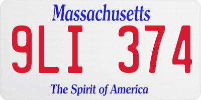 MA license plate 9LI374