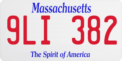 MA license plate 9LI382