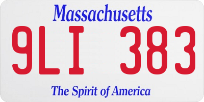 MA license plate 9LI383