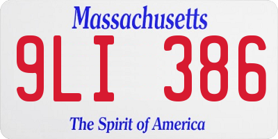 MA license plate 9LI386