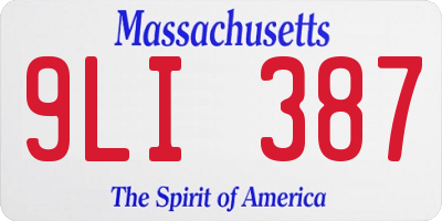MA license plate 9LI387