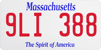 MA license plate 9LI388