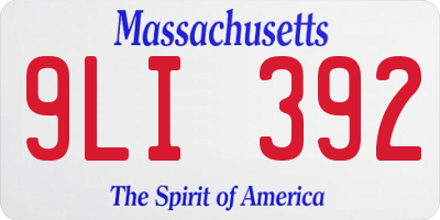 MA license plate 9LI392