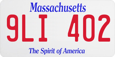 MA license plate 9LI402