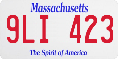 MA license plate 9LI423