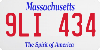 MA license plate 9LI434