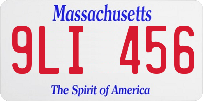 MA license plate 9LI456