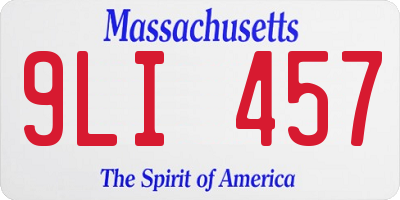 MA license plate 9LI457