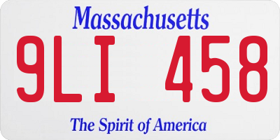 MA license plate 9LI458
