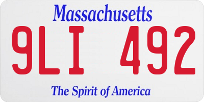 MA license plate 9LI492
