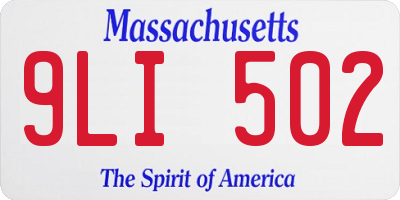 MA license plate 9LI502