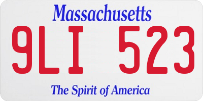 MA license plate 9LI523