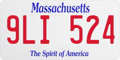 MA license plate 9LI524