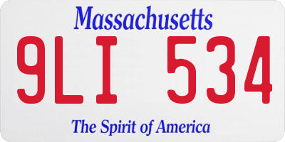 MA license plate 9LI534