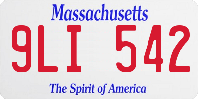MA license plate 9LI542