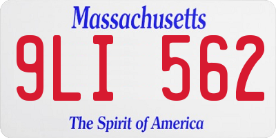 MA license plate 9LI562