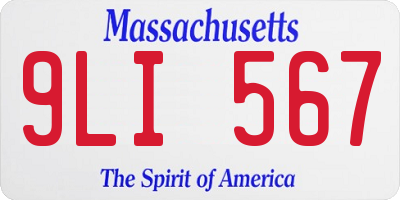 MA license plate 9LI567