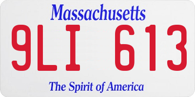 MA license plate 9LI613