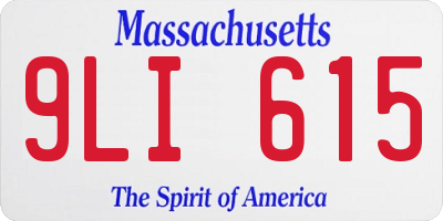 MA license plate 9LI615