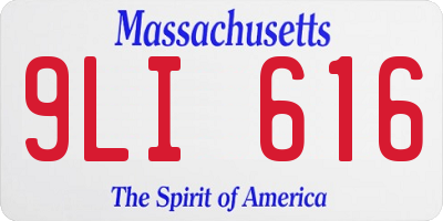 MA license plate 9LI616