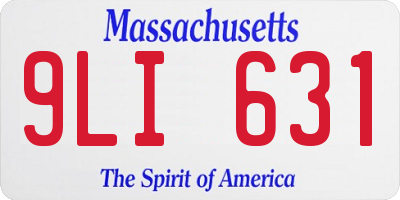 MA license plate 9LI631