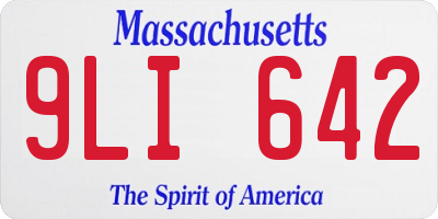 MA license plate 9LI642