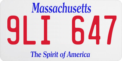 MA license plate 9LI647