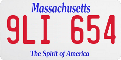 MA license plate 9LI654