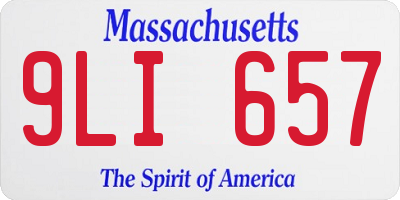 MA license plate 9LI657