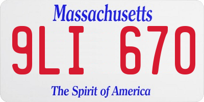 MA license plate 9LI670